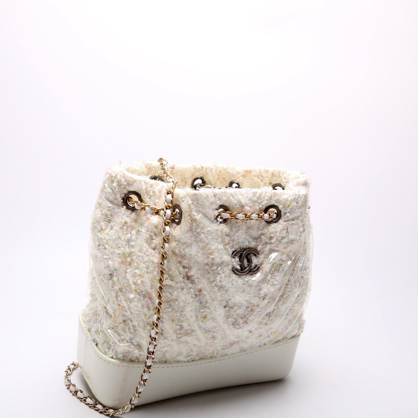 Chanel Gabrielle Backpack Small Quilted Tweed PVC 25M Bag