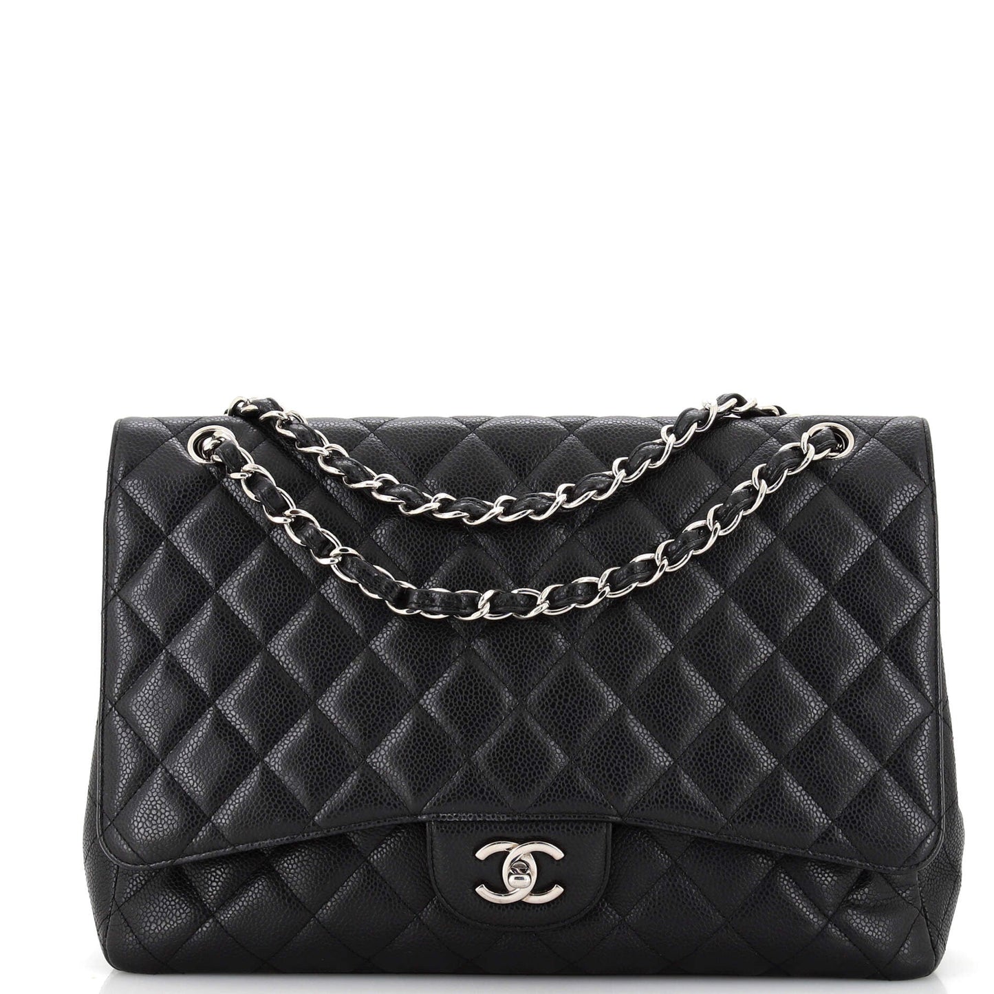 CHANEL Classic Single Flap Bag Quilted Caviar Maxi