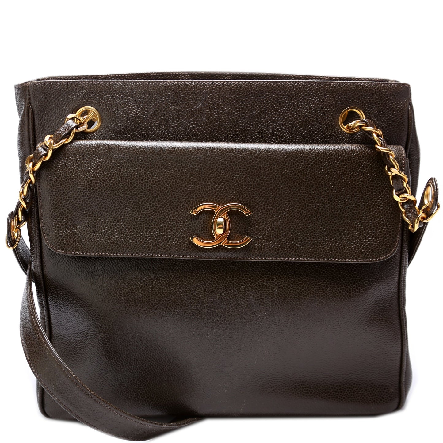 Chanel CC Double Pocket Shopping Tote Caviar   Bag
