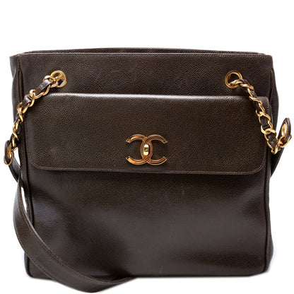 Chanel CC Double Pocket Shopping Tote Caviar   Bag
