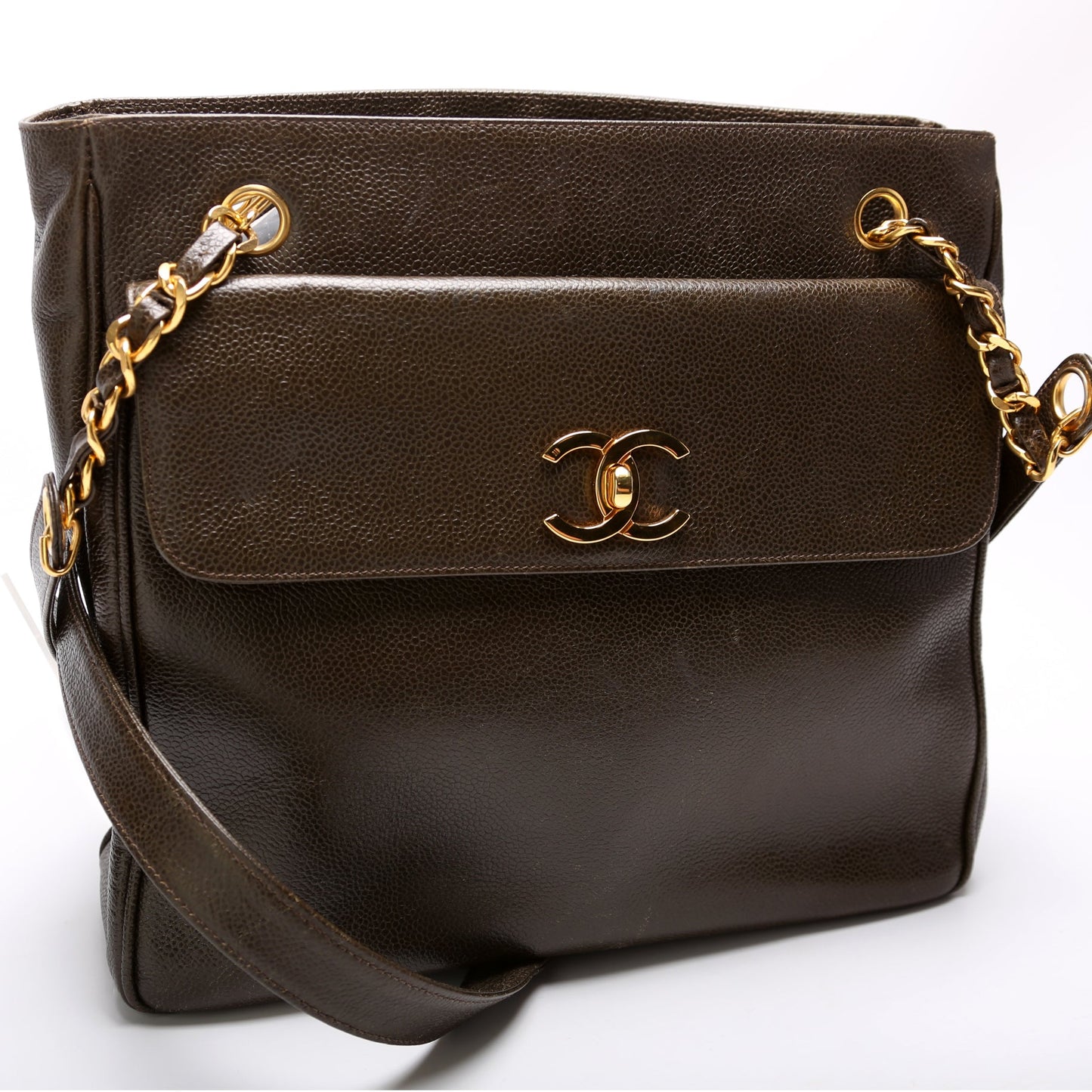 Chanel CC Double Pocket Shopping Tote Caviar   Bag