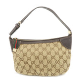 GUCCI Sherry Leather Accessory Poach Hand Bag Brown 224093