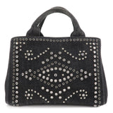 PRADA Canapa Mini Canvas Studs 2Way Shoulder Bag Hand Bag Black B2439G  d