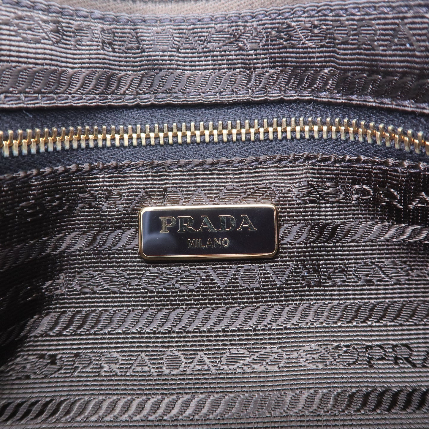Prada Logo Nylon Leather Clutch Bag Pouch Brown