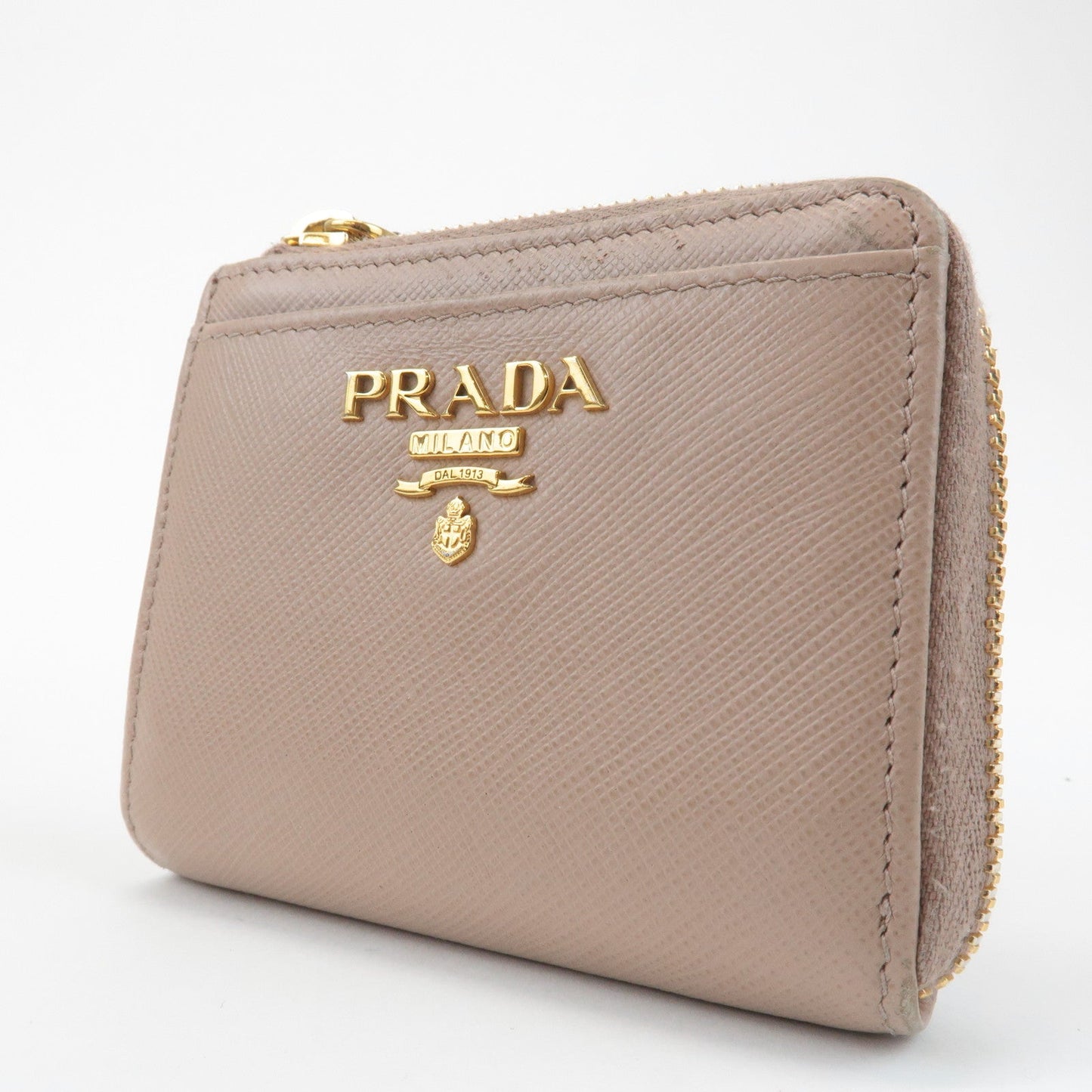 PRADA Logo Saffiano Leather Zippy Coin Case Pink Beige 1ML025  d