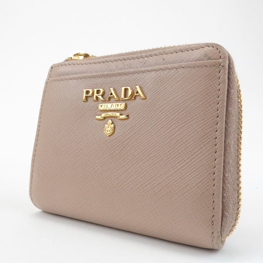 PRADA Logo Saffiano Leather Zippy Coin Case Pink Beige 1ML025  d