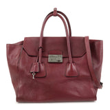 PRADA Leather 2Way Bag Flap Tote Bag Hand Bag Bordeaux