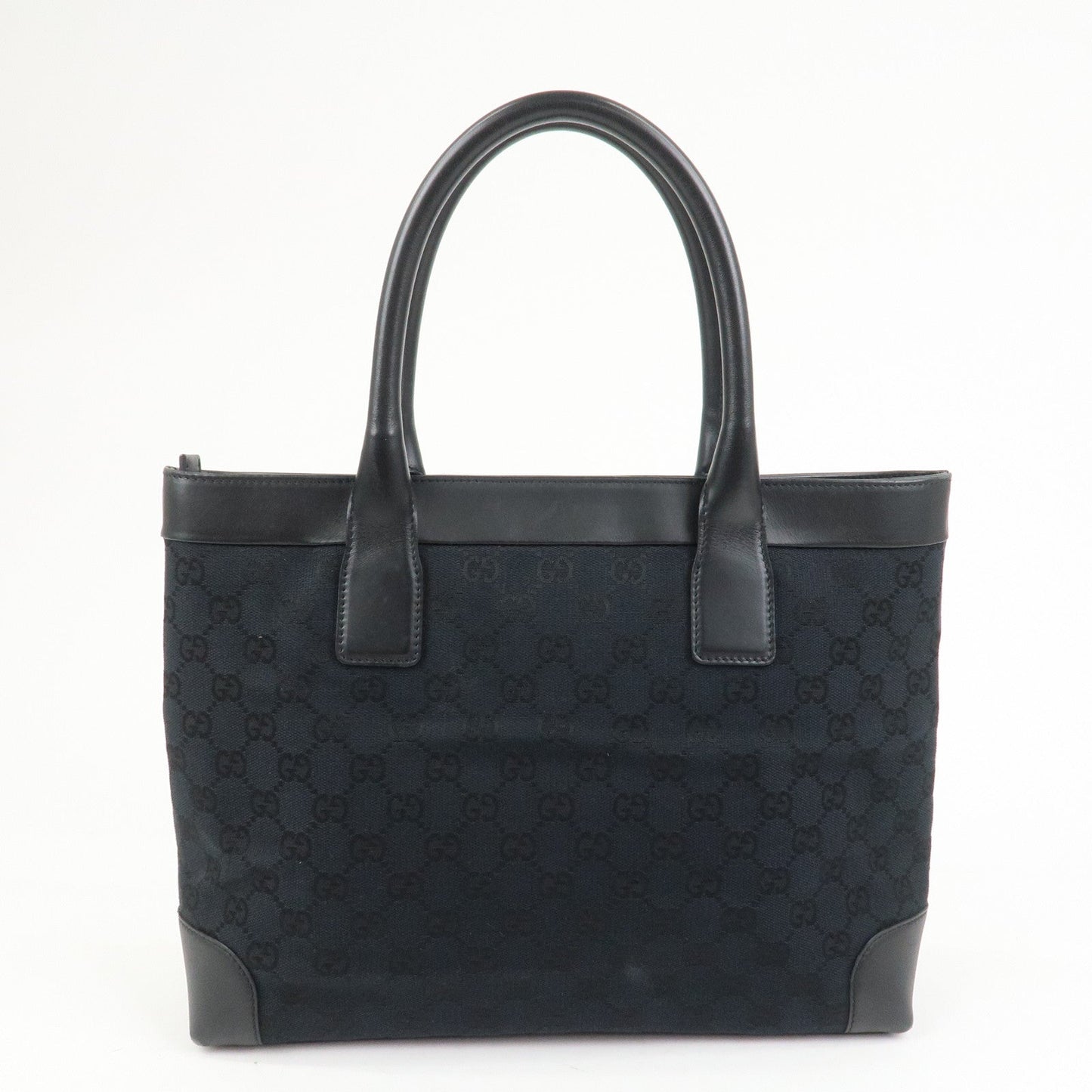 GUCCI GG Monogram Canvas Leather Tote Bag Hand Bag Black 002.1119