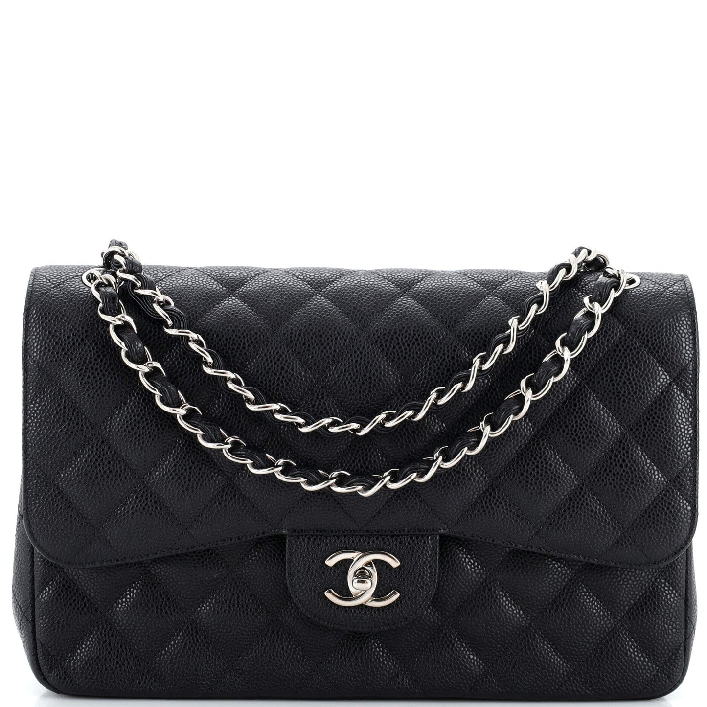 CHANEL Classic Double Flap Bag Quilted Caviar Jumbo