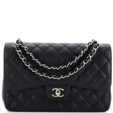 CHANEL Classic Double Flap Bag Quilted Caviar Jumbo