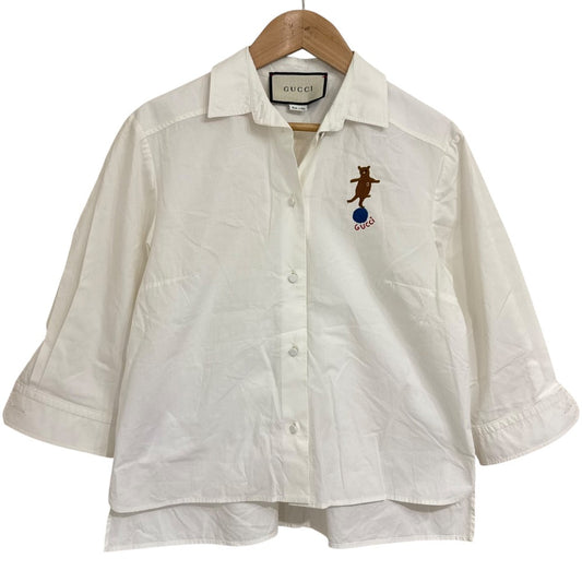 Gucci Embroidered Open Collar 3/4 Sleeve Shirt