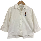 Gucci Embroidered Open Collar 3/4 Sleeve Shirt