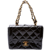 Chanel CC Double Chain Handle Mini Flap Patent   Bag