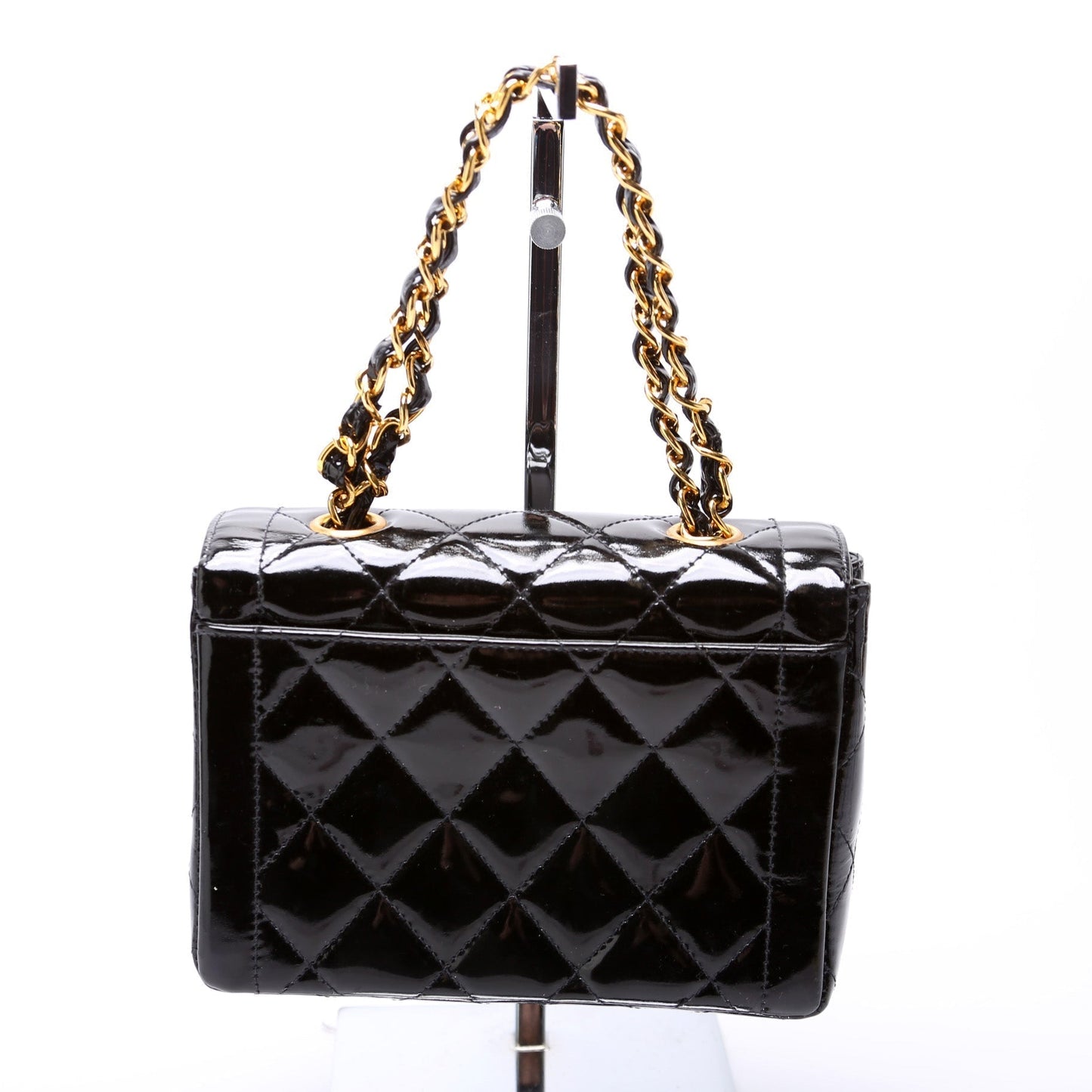 Chanel CC Double Chain Handle Mini Flap Patent   Bag