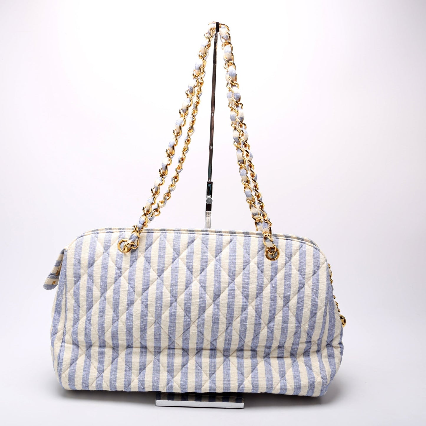 Chanel Chain Tote Striped Linen 3M Bag
