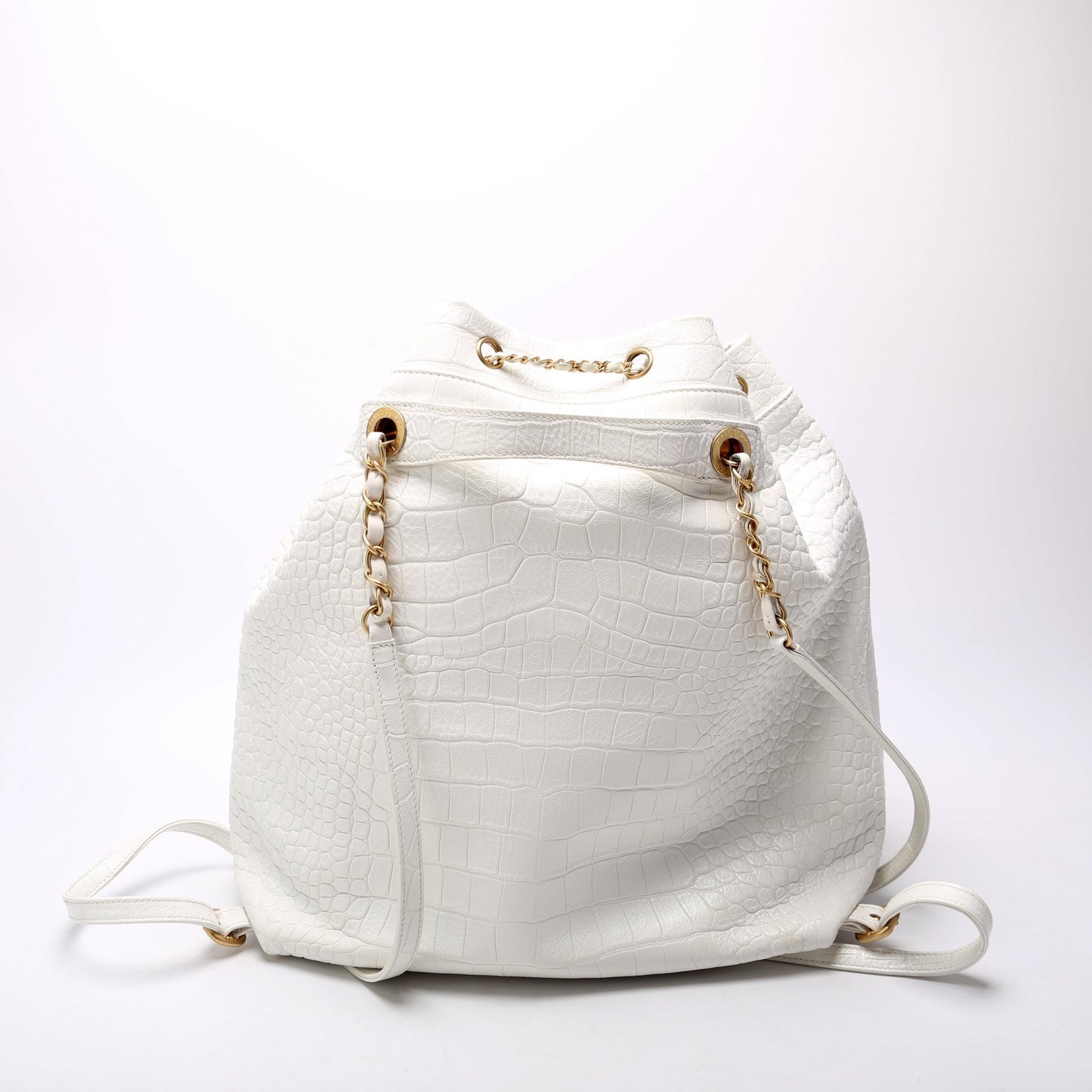 Chanel Drawstring Backpack Crocodile Embossed 28M Bag