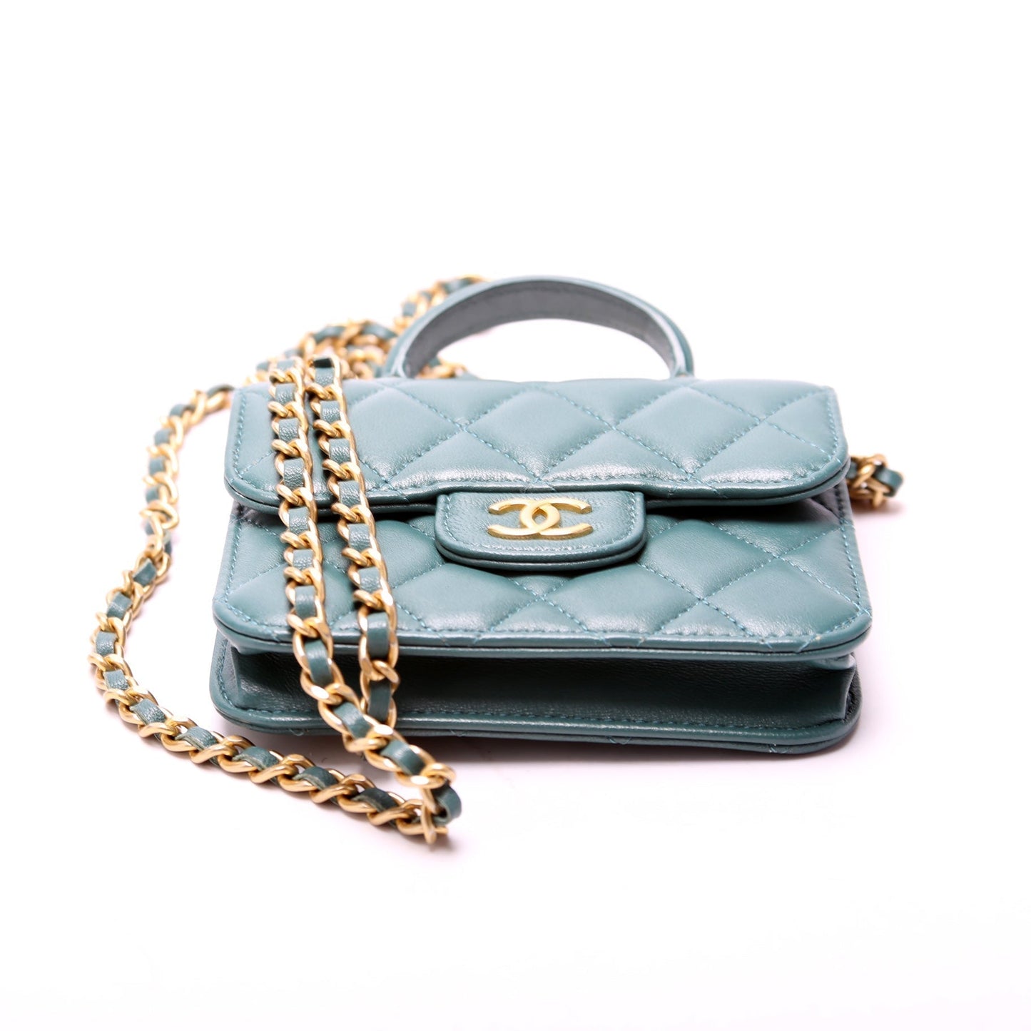 Chanel CC Top Handle Flap Coin Purse W/Chain Lambskin 31 Bag