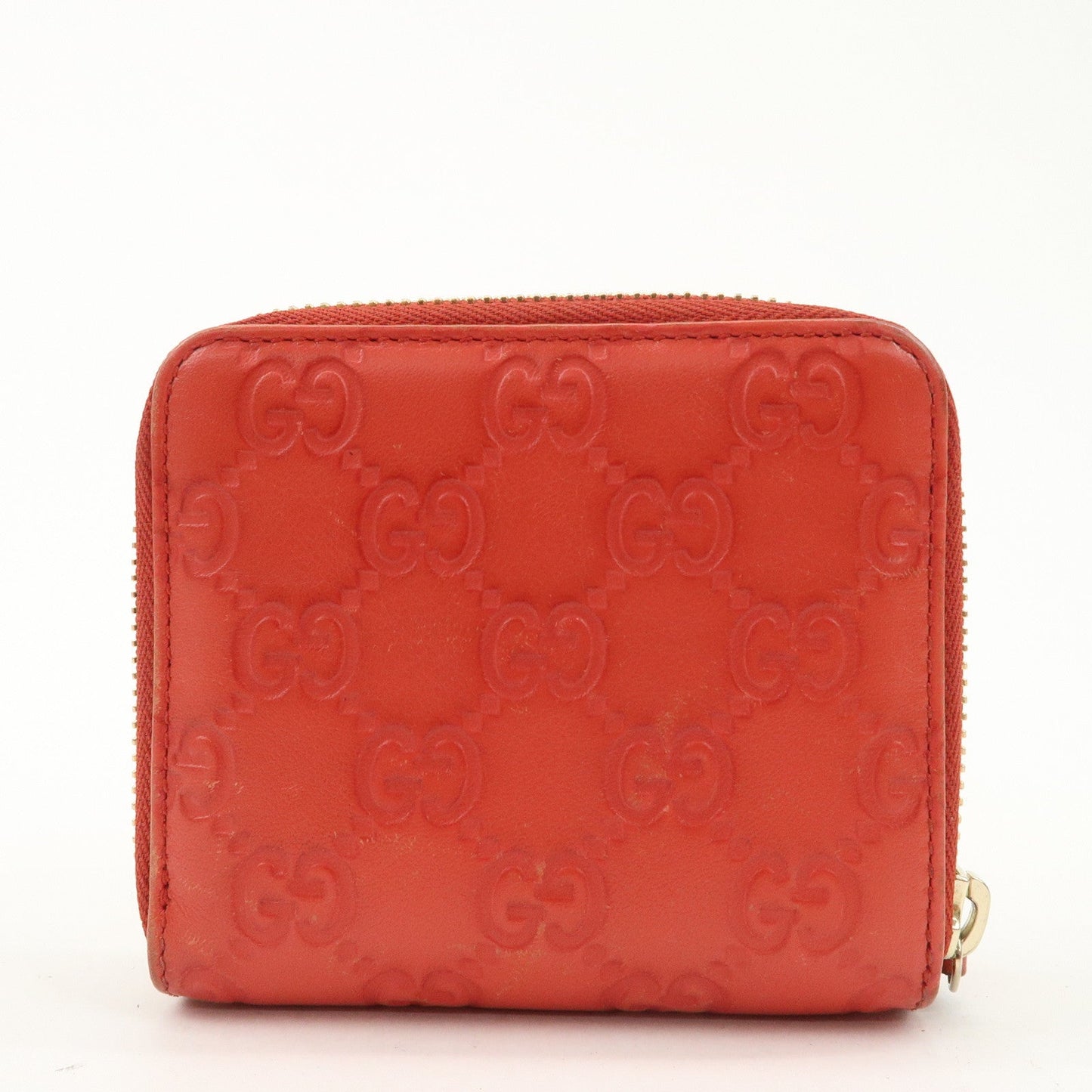 GUCCI Guccissima Leather Bi-fold Compact Wallet Red 346056