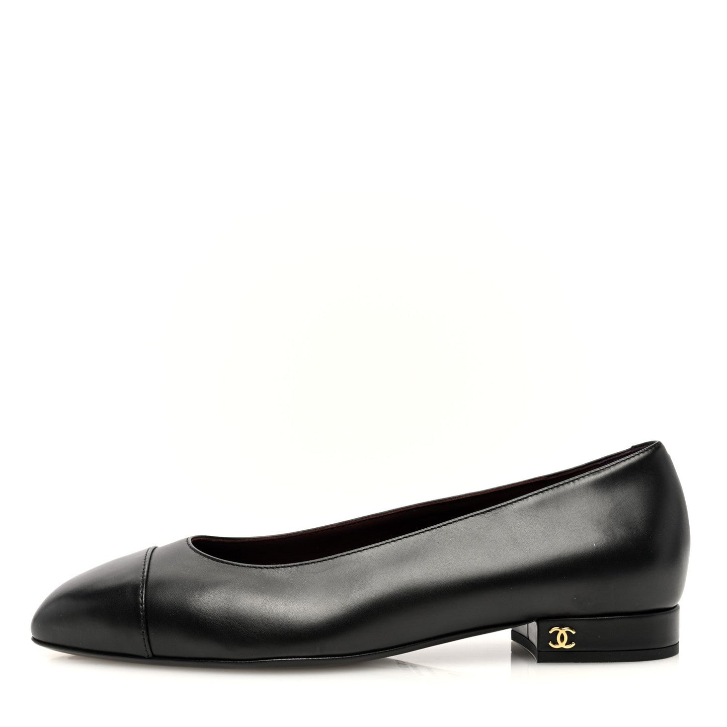 Amelia Lambskin Cap Toe CC Uniform Ballerina Flats 38.5 Black