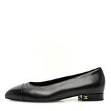 Amelia Lambskin Cap Toe CC Uniform Ballerina Flats 38.5 Black