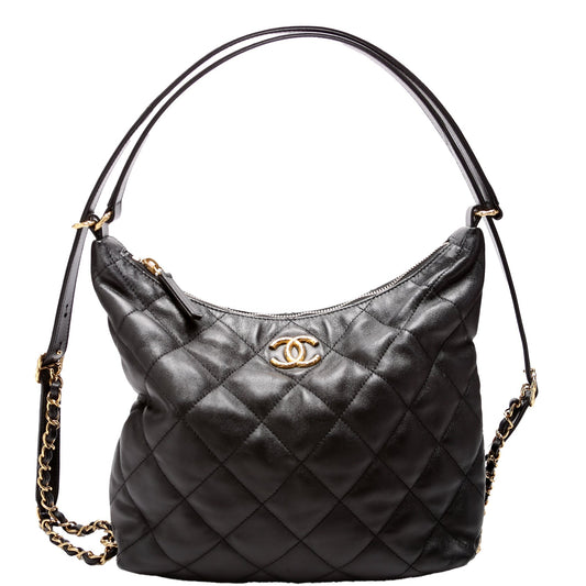 Chanel CC Quilted Maxi Hobo Lambskin RFID Bag