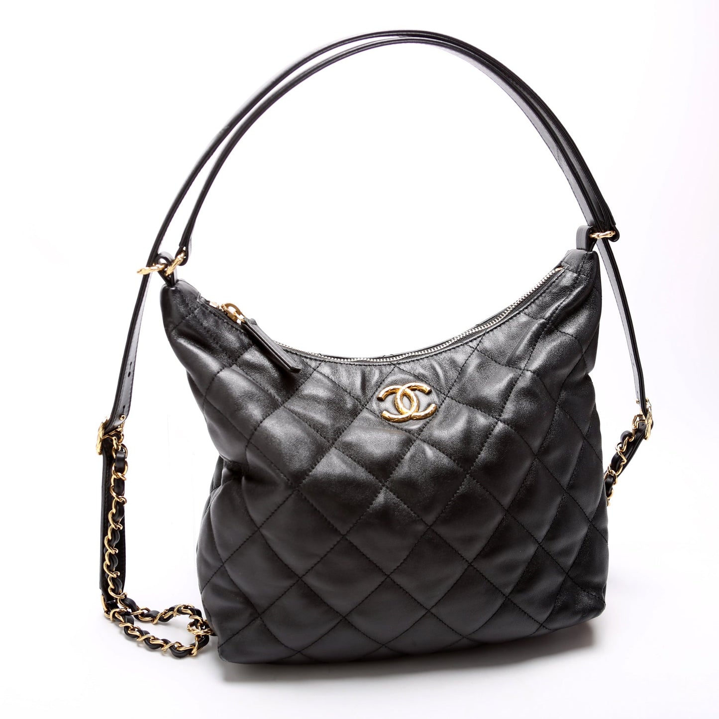 Chanel CC Quilted Maxi Hobo Lambskin RFID Bag