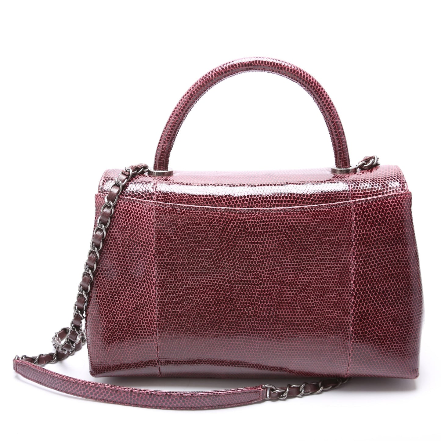 Chanel Coco Top Handle Small Lizard 21M Purple Bag