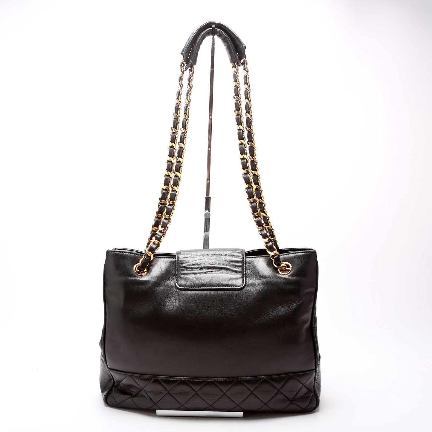 Chanel CC Quilted Lambskin Chain Shopper   1M Black Bag