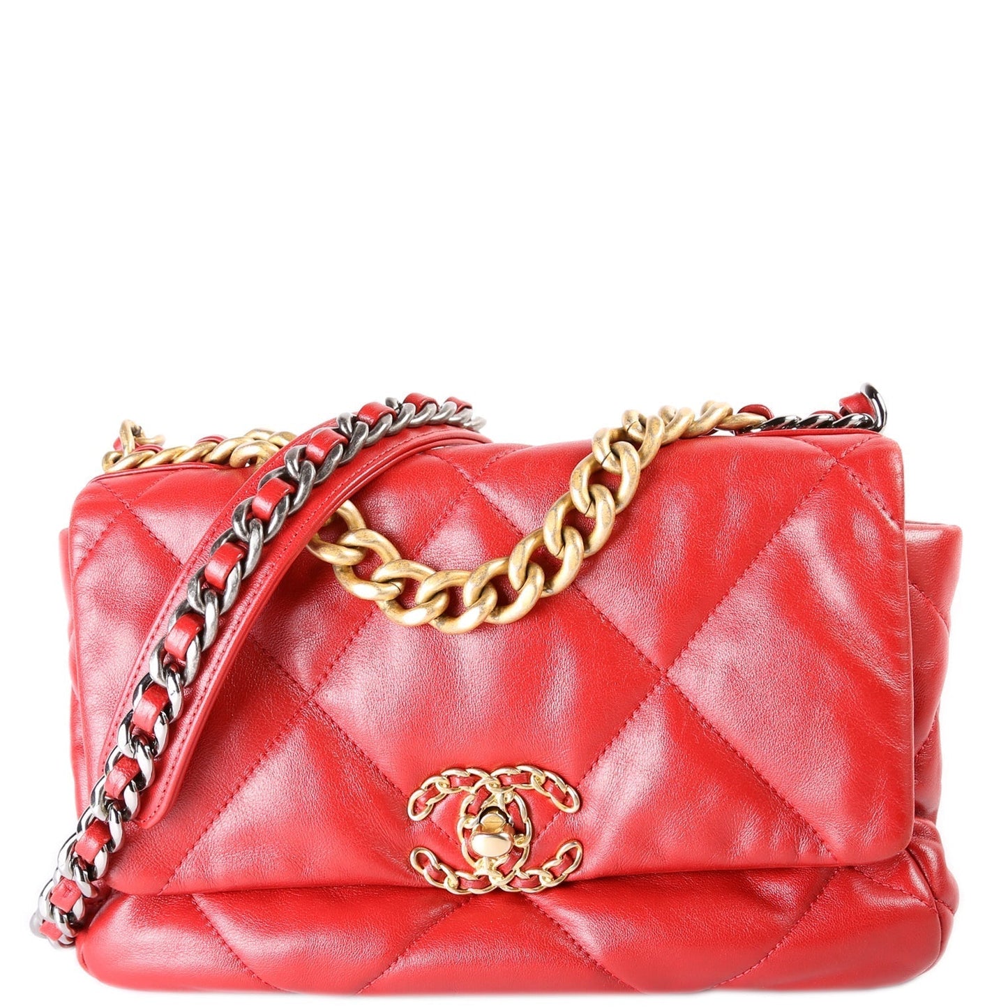 Chanel Quilted Goatskin 19 Medium Flap 30+M Red Bag