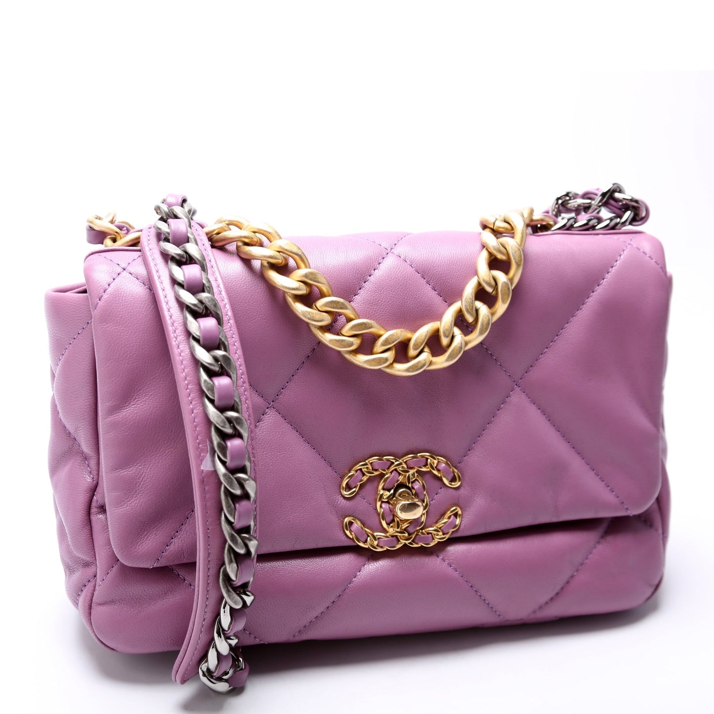 Chanel Quilted Goatskin 19 Medium Flap 30M Purple Bag