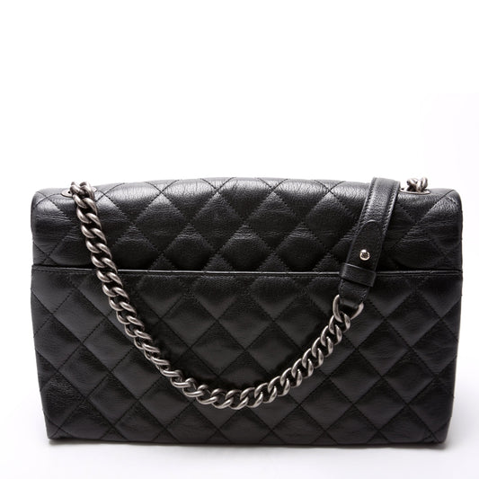 Chanel City Rock Large Flap Goatskin Quilted 21M Black Bag