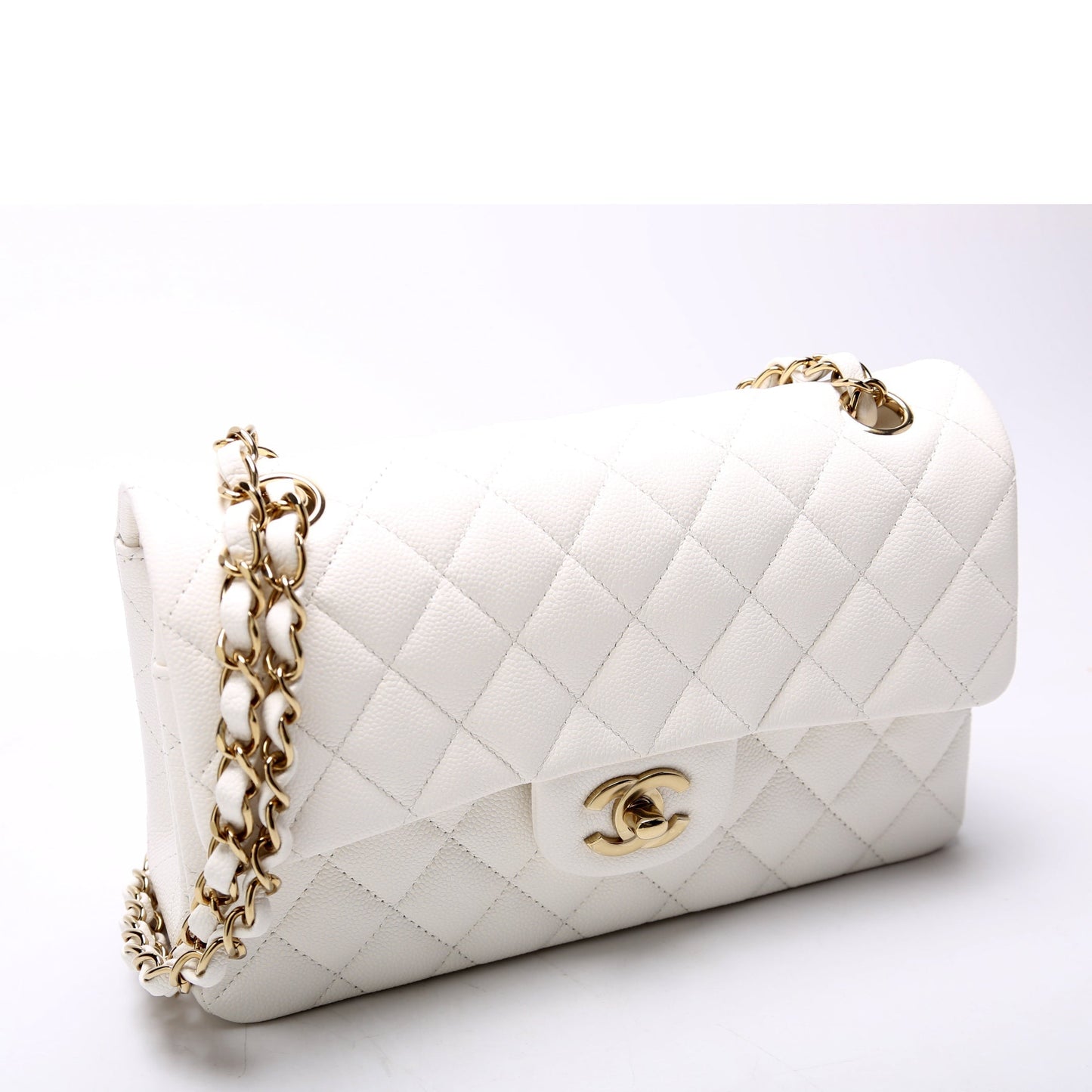 Chanel Classic Flap Small Caviar White Bag