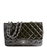Chanel Classic Flap Jumbo Patent 13M Green Bag