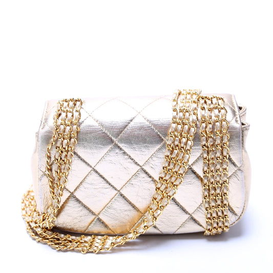 Chanel Multi Chain Flap Metallic Lambskin 3M Gold Bag
