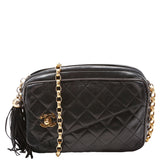 Chanel CC Diagonal Flap Tassel Camera   Black Bag