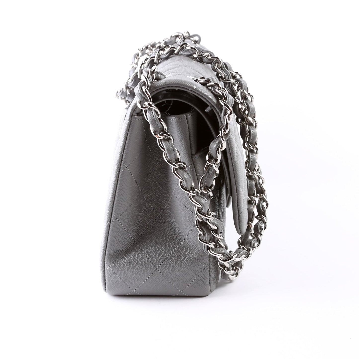 Chanel Classic Flap Jumbo Caviar 24M Grey Bag