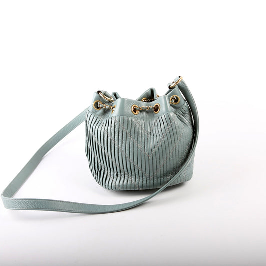 Chanel Coco Pleats Drawstring 24M Blue Bag