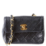 Chanel CC Quilted Lambskin Extra Mini Flap 1M   Black Bag