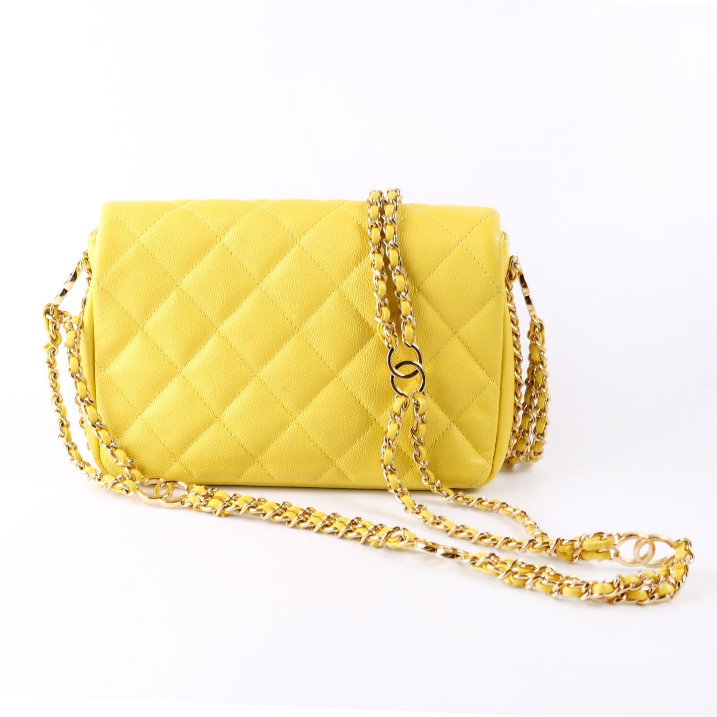 Chanel Mini CC You Flap Caviar RFID Yellow Bag