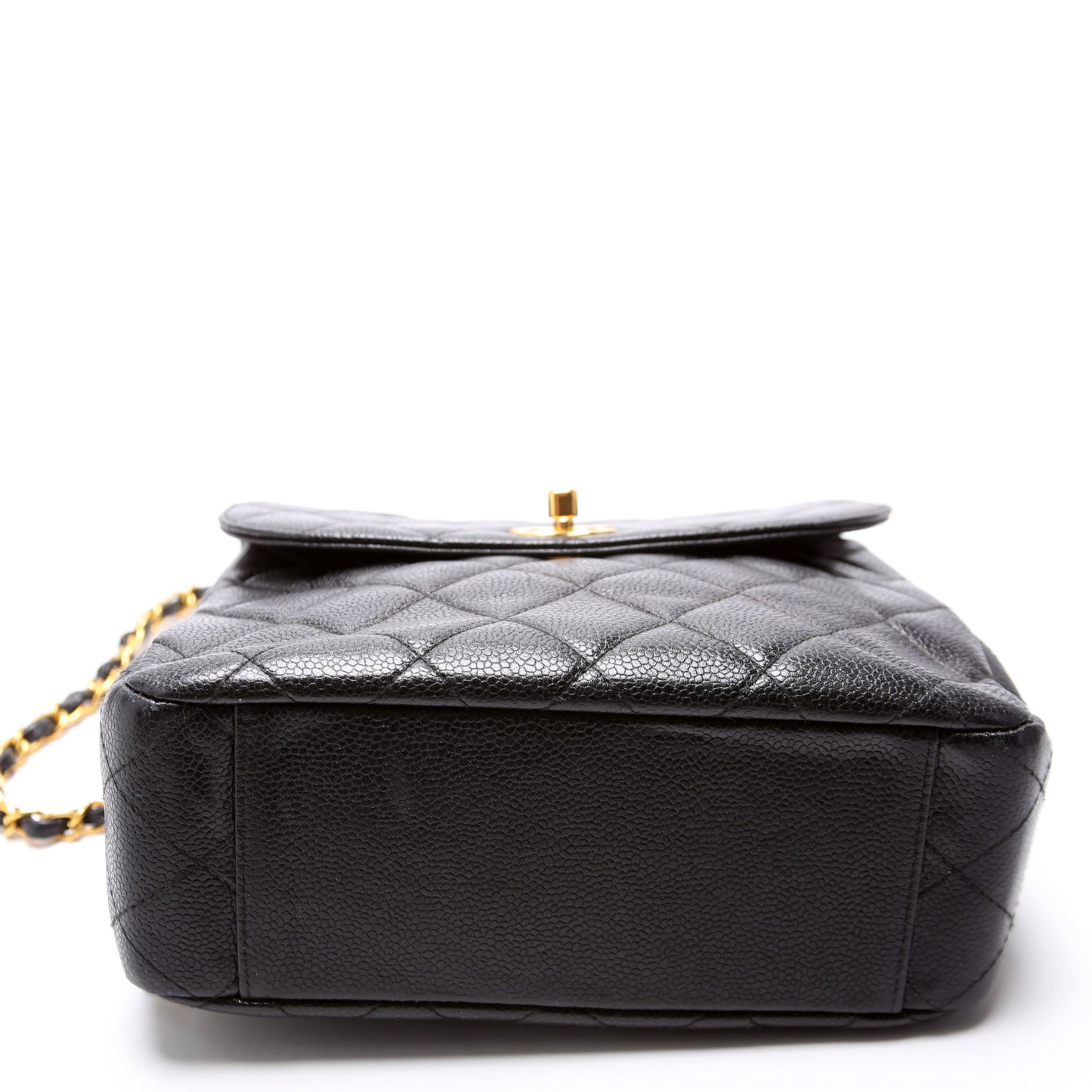 Chanel CC Square Flap Shoulder Quilted Caviar   4M Black Bag