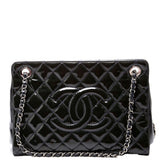 Chanel Petite Timeless CC Tote Quilted Patent 17M Blue Bag