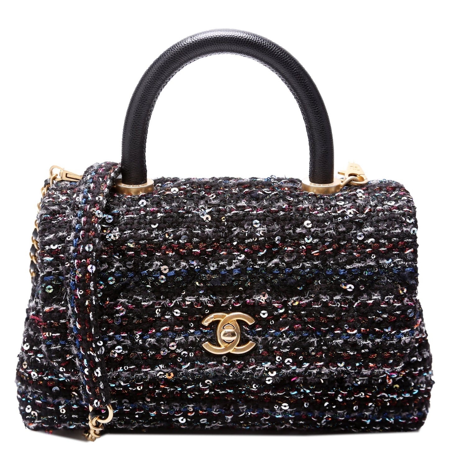 Chanel Coco Top Handle Extra Mini Tweed/Sequin 30M Black/Multicolor Bag