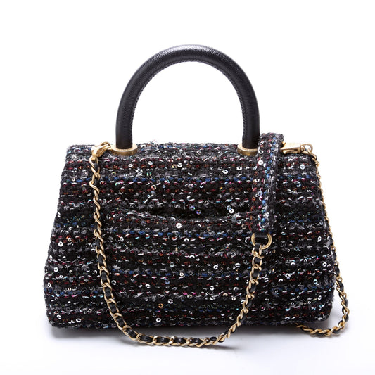 Chanel Coco Top Handle Extra Mini Tweed/Sequin 30M Black/Multicolor Bag