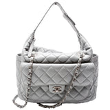 Chanel Front Pocket Flap Hobo Quilted Lambskin 20M Grey Bag
