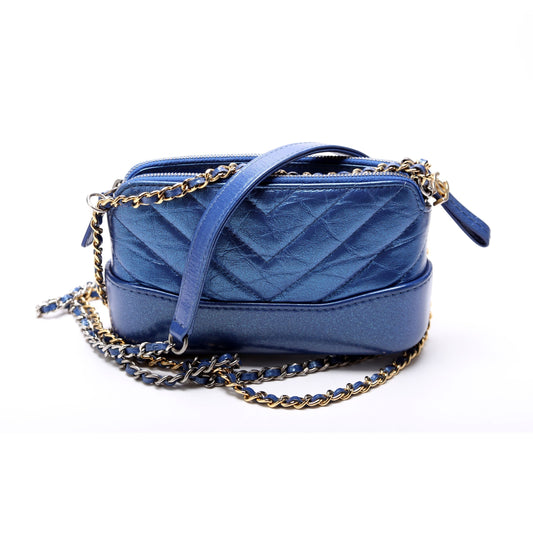 Chanel Gabrielle Double Zip Woc 28M Blue Bag