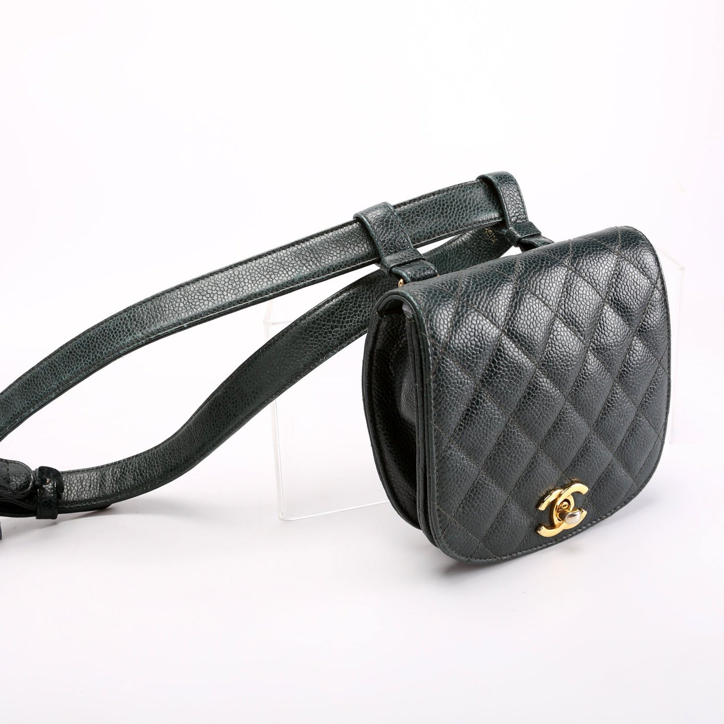 Chanel CC Turnlock Waist Belt   Size 75/30 Green Bag