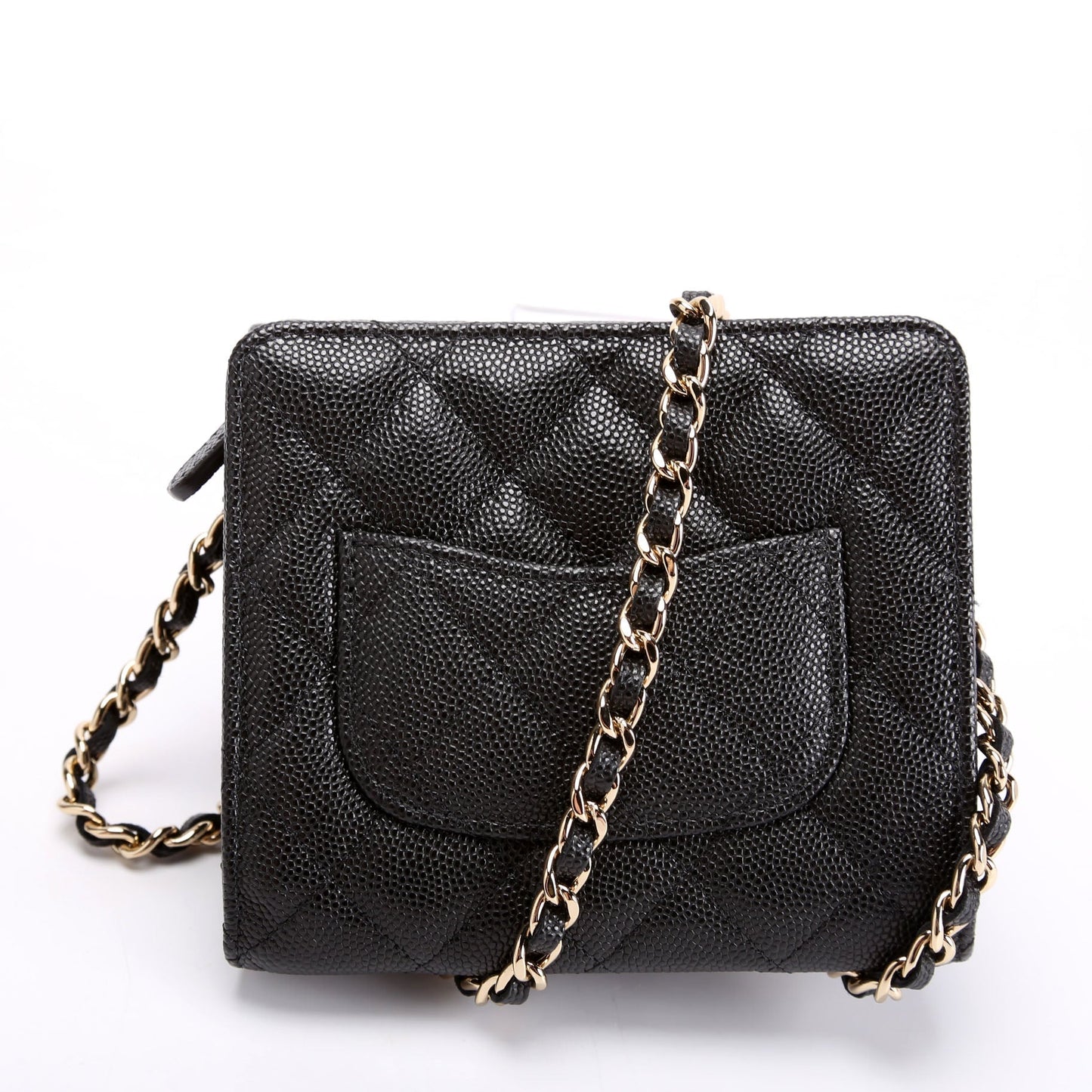 Chanel CC Flap Card Holder On Chain Caviar RFID Black Bag