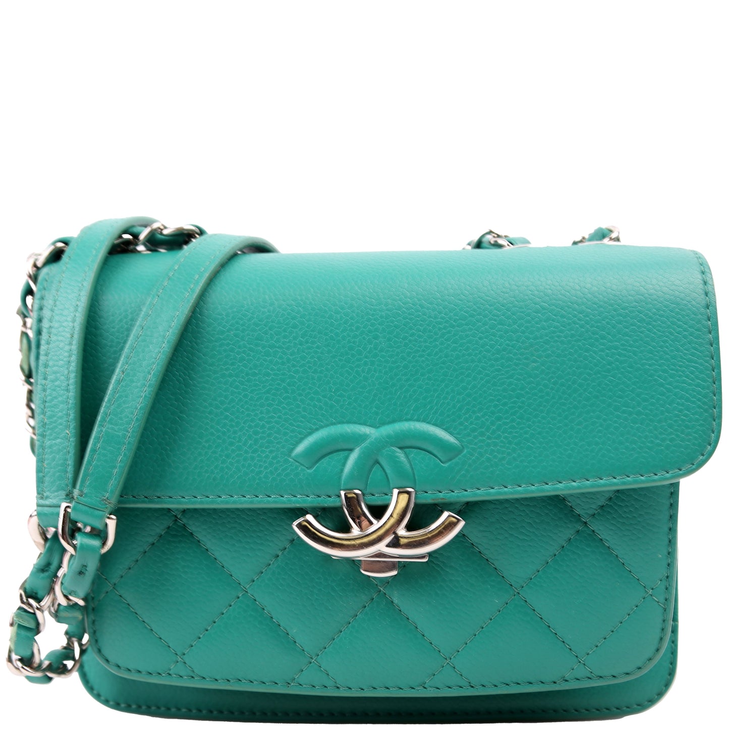 Chanel CC Box Flap Small Quilted Caviar 23M Green Bag