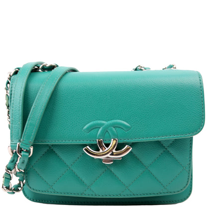 Chanel CC Box Flap Small Quilted Caviar 23M Green Bag