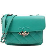 Chanel CC Box Flap Small Quilted Caviar 23M Green Bag